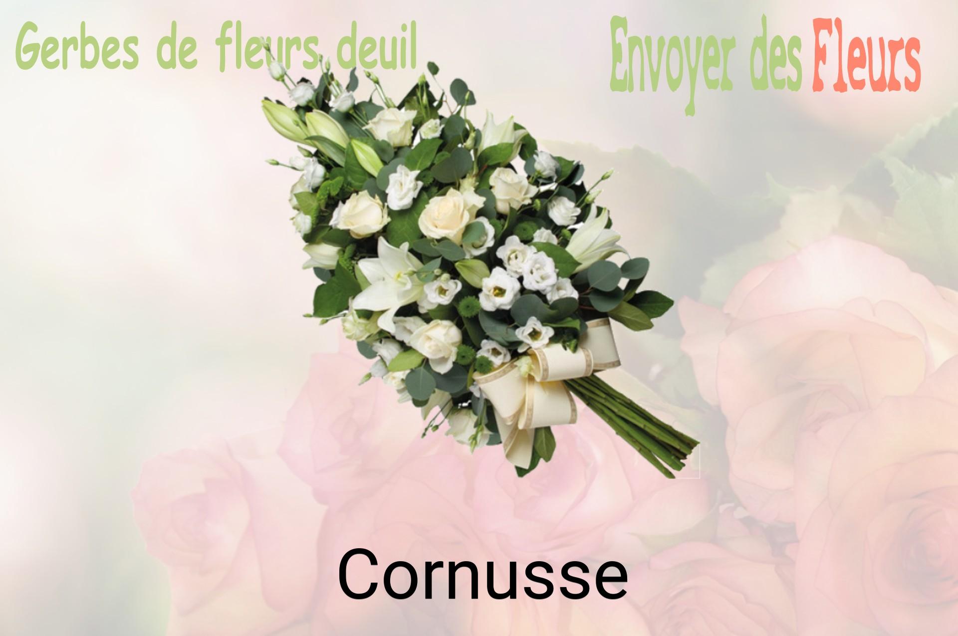 Gerbe de fleurs de deuil livrée à Cornusse